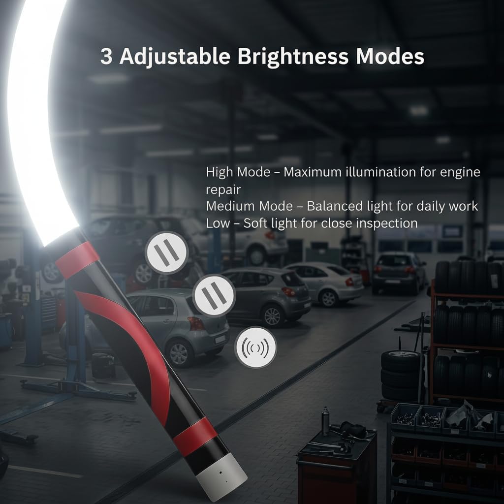29-Inch Rechargeable Flexible Bendable LED Work Light Stick, High Lumen Hands-Free Inspection Lamp with 3 Brightness Modes, Built-In Batteries & Cells, Eco-Friendly Maintenance Gear for Mechanic Workshop, Home Improvement 29-Inch Rechargeable Flexible Bendable LED Work Light Stick, High Lumen Hands-Free Inspection Lamp with 3 Brightness Modes, Built-In Batteries & Cells, Eco-Friendly Maintenance Gear for Mechanic Workshop, Home Improvement