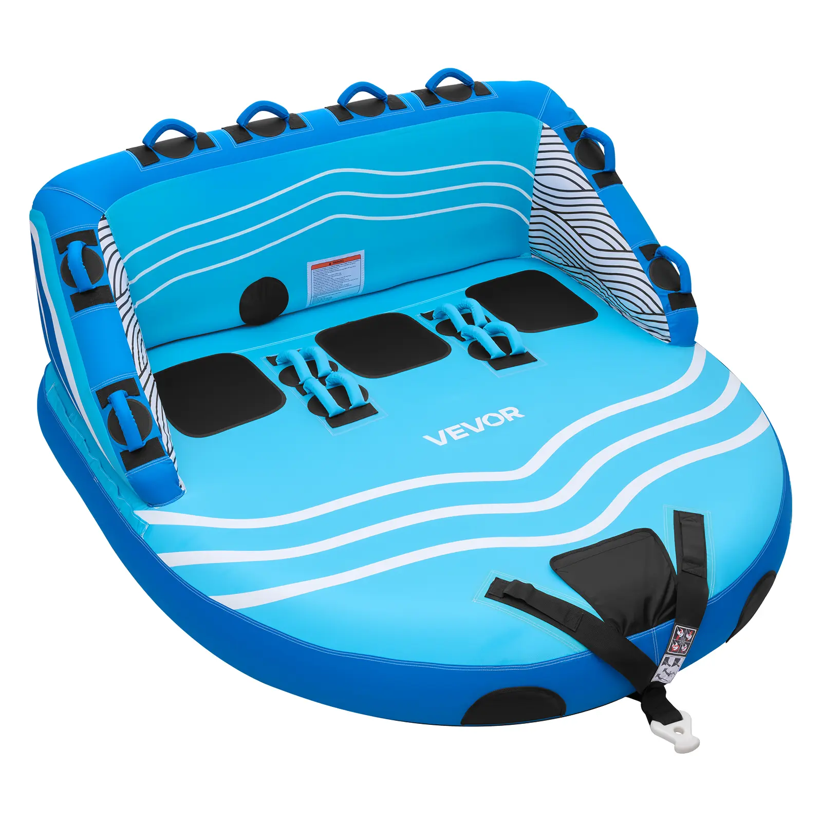 VEVOR Towable Tubes for Boating, 3-Rider Inflatable Towable Tube for Boat to Pull, 510 lbs Capacity Water Sports Boating Tubes - with Full Nylon Cover, Dual Tow Points, Safety Valve & Padded Handles#BacktoSchool