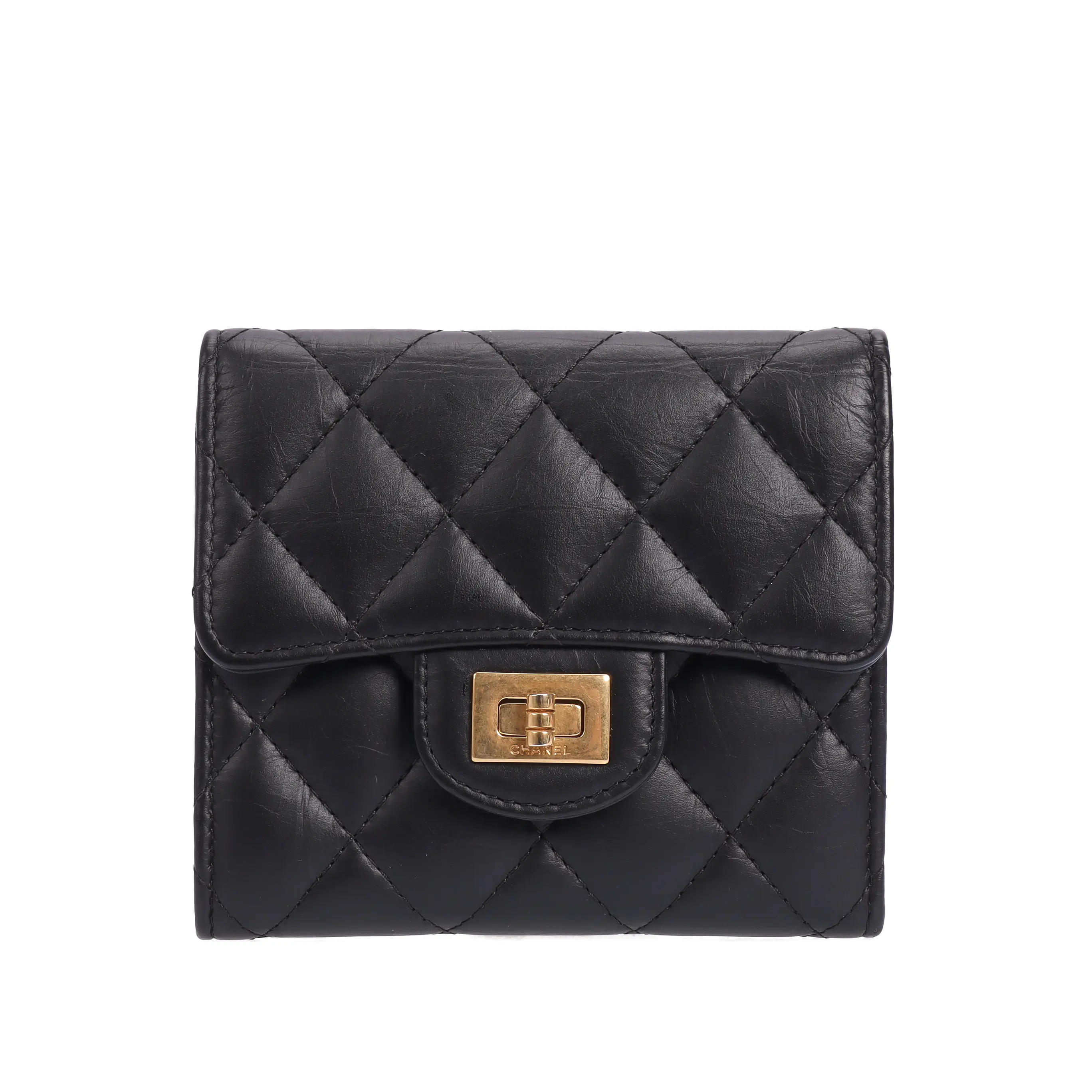 Pre-owned CHANEL Calfskin Wallet Black 51111208 hz