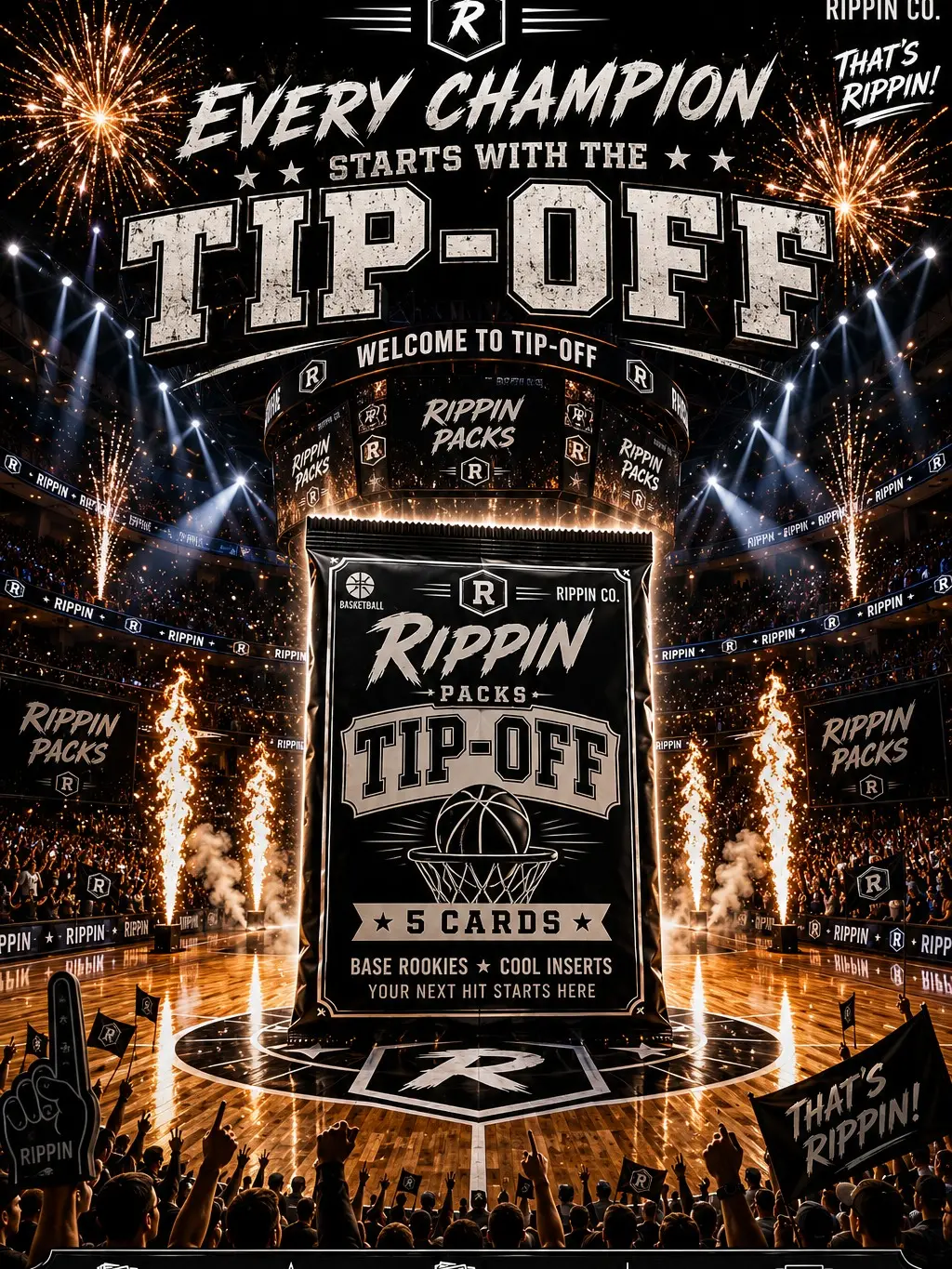 Rippin Sports Cards Tip Off Basketball Mystery Repack - 5 Total Cards: 2 Rookies, 3 Inserts