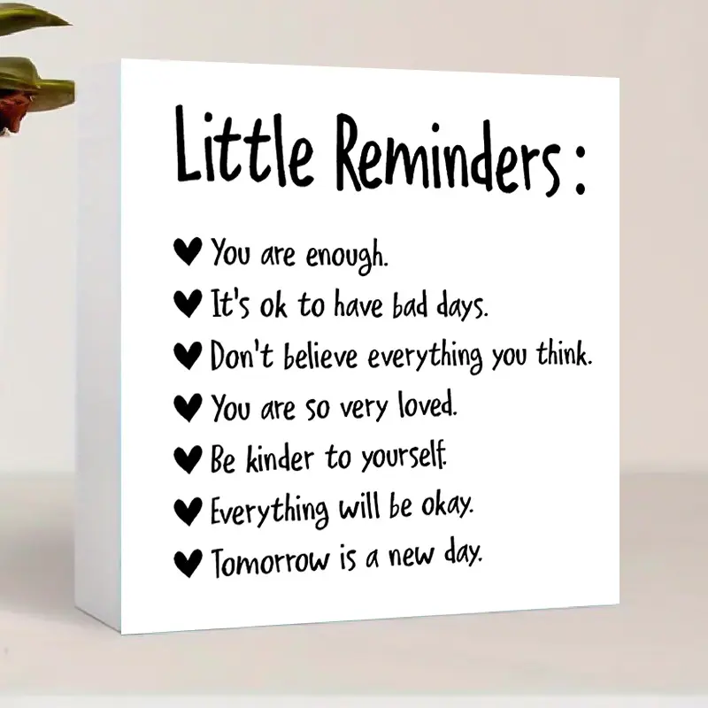 Little Reminders PVC Sign, 1 Count Desk Decor, Room Decor, Mental Health PVC Sign, Motivational PVC Block Sign, Decorations for Home Office Tabletop Shelf Decor, Decorative Sign