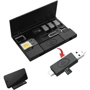 USB Memory Card Flash Reader for MicroSD TF with MicroUSB &amp; Type-C OTG Reader for Phone + SIM Card Storage Case &amp; Phone Stand + SIM Card Adapter Converter + Phone pin Tray Opener
