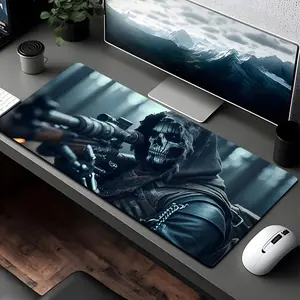 Extended Grim Reaper Gaming Mouse Pad: HD Printed Large Desk Mat, Non-Slip Durable Surface, Hooded Skull Sniper Stealth Design - for Horror & Esports Fans, Home Office & PC Setup, Large Mouse Pad