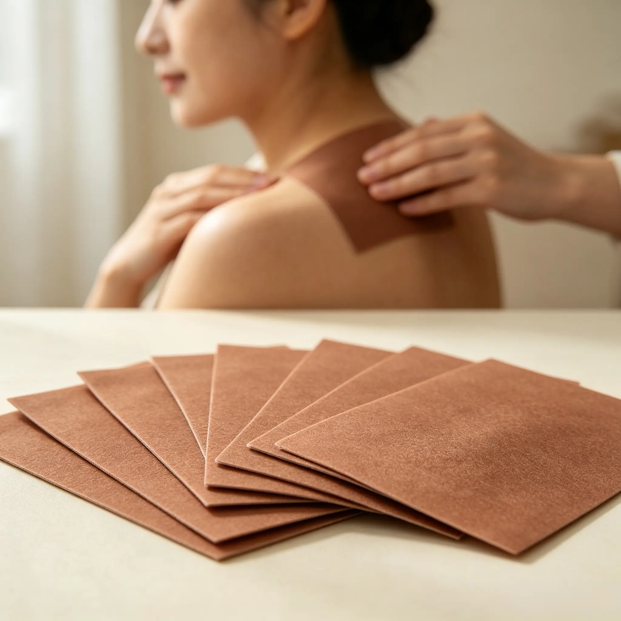 100 Pcs Artemisia Ginger Herbal Blend Moxibustion Heat Patches - Chinese Moxa Pain Relief Patches, Peel & Apply, Prolonged Heat, Box Pack, for Neck, Shoulder, Back Discomfort