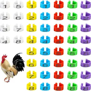 48Pcs 16mm Numbered Poultry Leg Bands, Multicolor Clip-on Identification Rings, Name Tags for Chickens, Ducks, Geese, Turkeys and Guinea Hens
