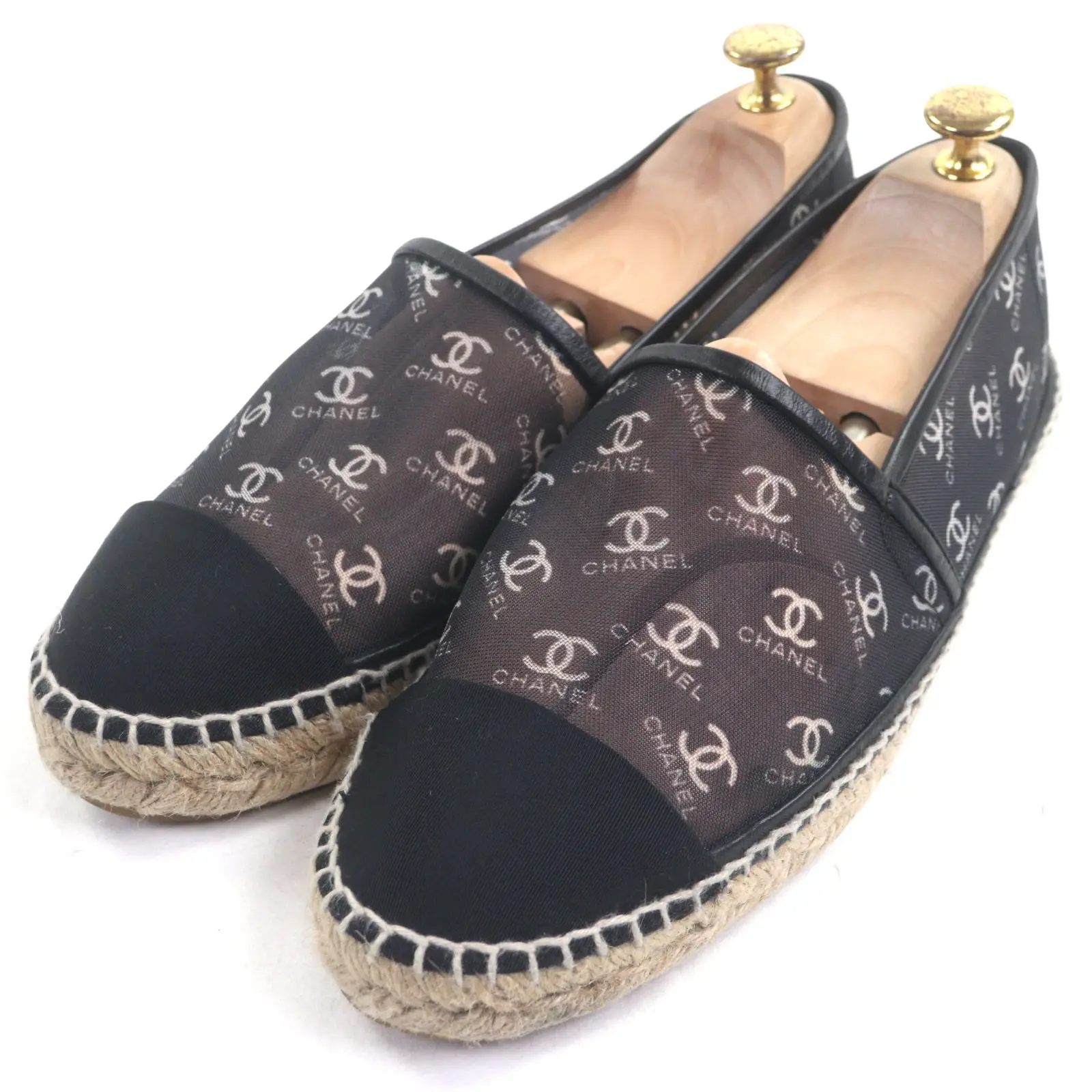 Pre-owned CHANEL Others Small Leather Goods COCO Mark Mesh Espadrilles Mesh Espadrilles