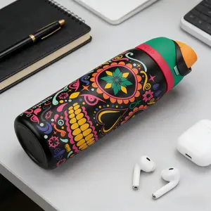 Owala 32oz Day of the Dead Art Insulated Bottle with Colorful Floral Design  candy  coated & Halloween Skull Glow-in-the-Dark Perfect for Festive & Daily Hydration tumbler
