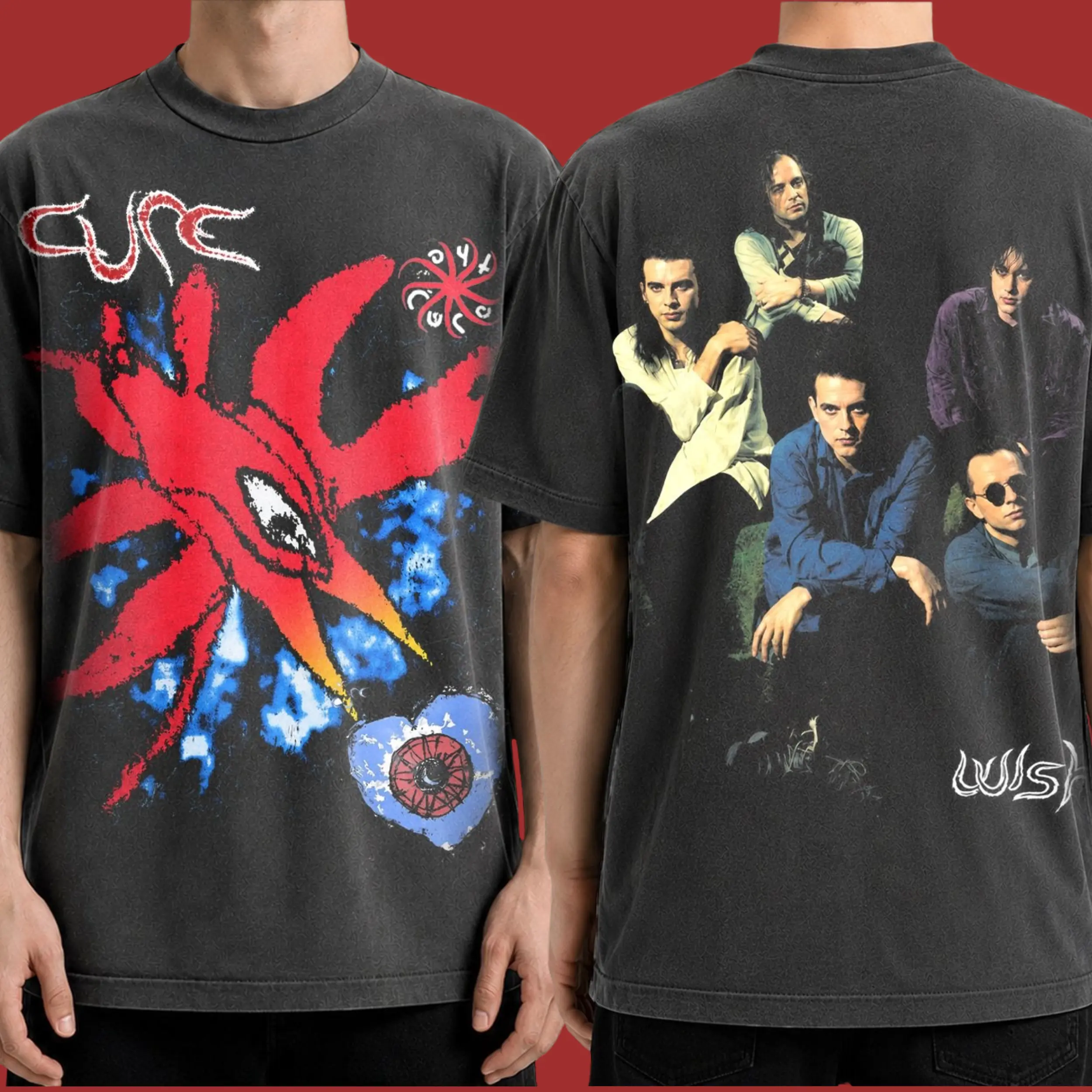 Comfort Color Vintage The Cure Wish Tour Graphic Shirt, 90s Rock Band T-Shirt, Heavyweight Cotton Oversized Streetwear Tee Streetwear Crewneck Shortsleeve Menswear Casual