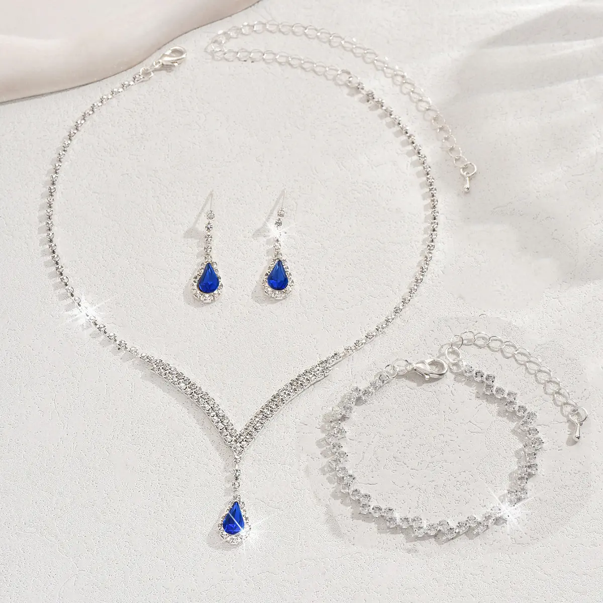 630+785 navy blue necklace+earrings+brac