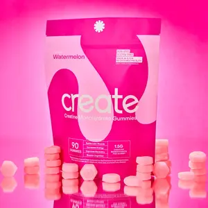 Create Creatine Monohydrate Gummies for Men & Women - 1.5 Gram Creatine, Watermelon Flavor, 90 Count, Supports Muscle Building & Recovery - Natural High Potency Supplement Healthcare Fitness Dietary