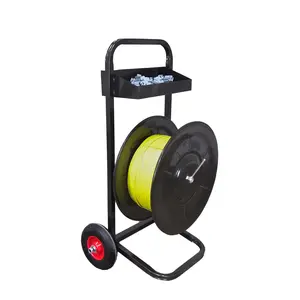 FixtureDisplays® Banding Strapping Cart, with 1 Roll 1/2" Wide X 2300' Poly Strapping, 100 Metal Clip Seals, Pallet Box Package 14433+14434+14435-NF