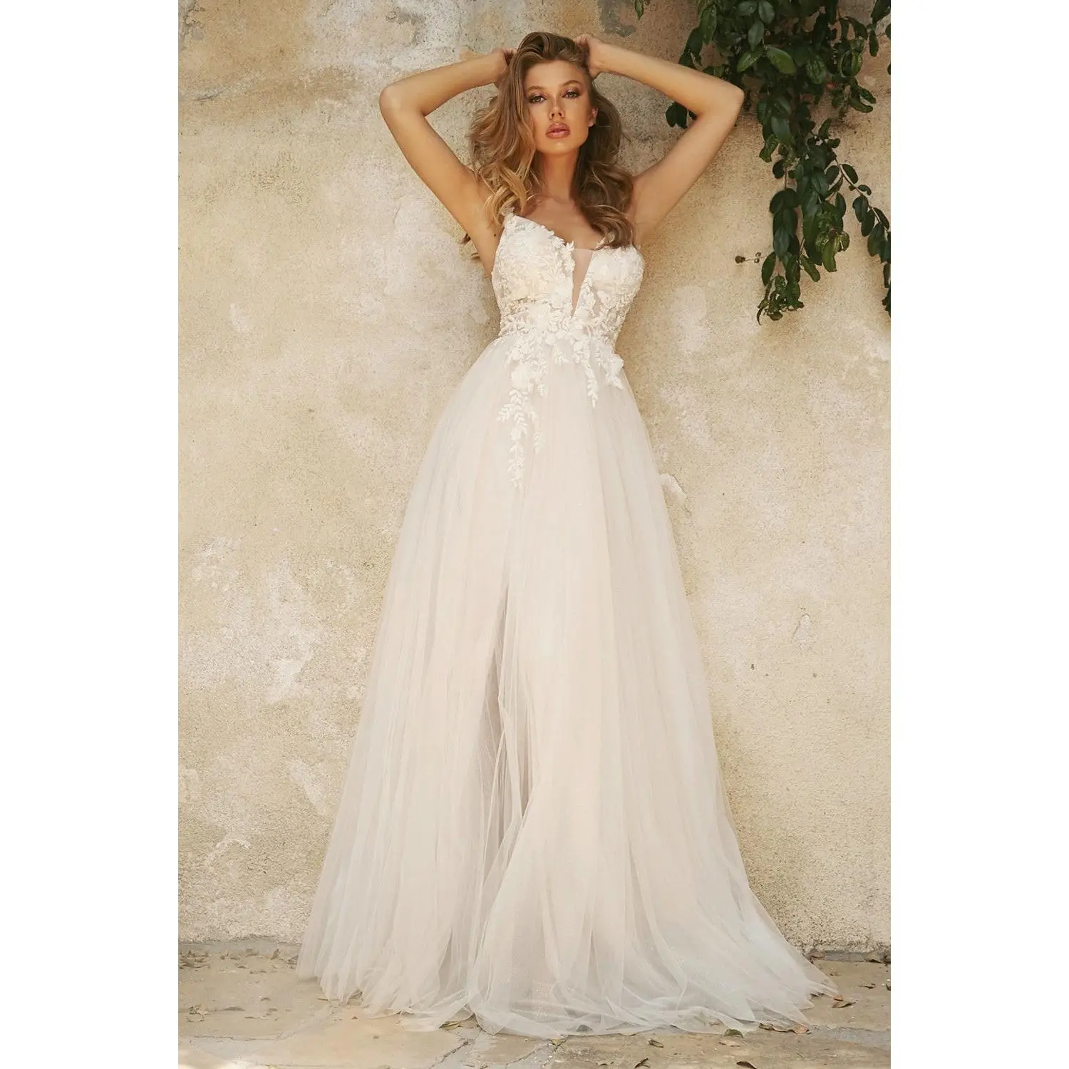 Layered A-Line Tulle Bridal Gown By Cinderella Divine -CB072W