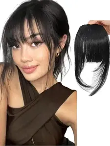 10 Inch Cartoon Bangs Hair Clip, Straight Frontal Bangs, French Side Part, Natural Invisible Air Bangs, Daily Wear Synthetic Hair Extensions, Synthetic Hairpieces, Synthetic Hair Wigs