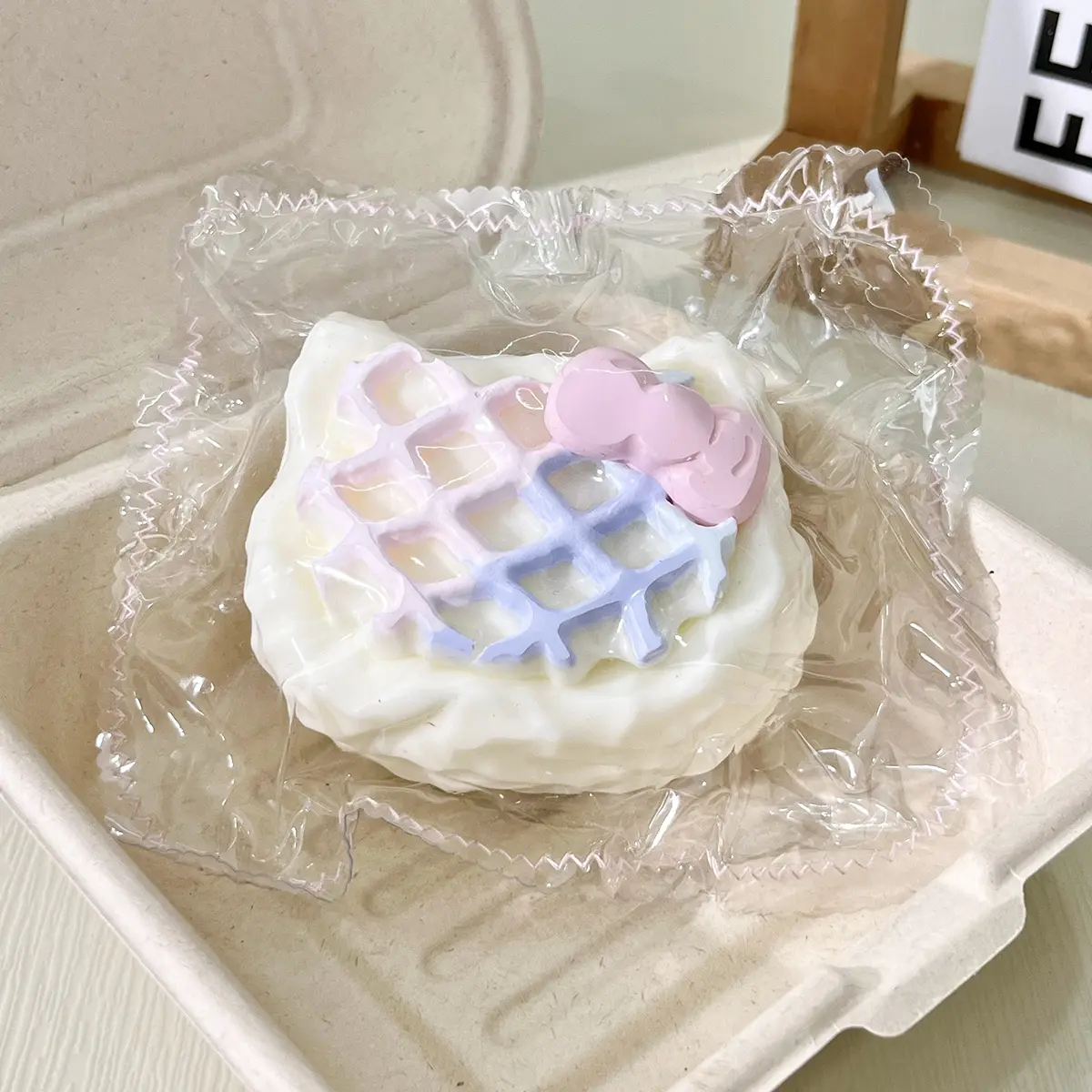 【Buy 3 Get 1 Free】Unisex Cat Head Waffle Squishies with Gradient Cream Base, Food-Grade Silicone Slow-Rising Rebound Toys, Soft Stretchy Squeeze Stress Relief Fidgets, Thick Creamy Slime Texture Handmade Non-Toxic Sensory Kids Toys