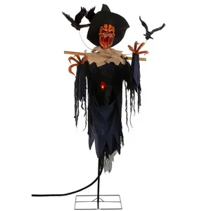 Animated Raven Scarecrow Decoration
