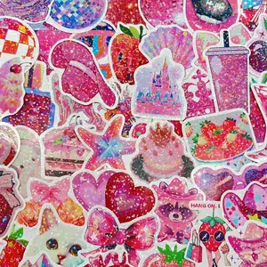 50 Cartoon Rose Pink Aesthetic Graffiti Stickers, Suitable for Laptops, Bumpers, Skateboards, Water Bottles, Computers, Phone Cases, School Decorations, Etc. Decorative Stickers Are Scratch Resistant and Suitable for Various Scenarios