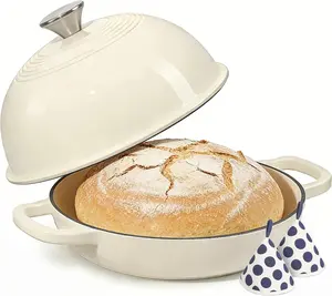 Enameled Cast Iron Dutch Oven 5.5 Quart with Lid Shallow Braising Pan Casserole Heat-resistant up to 500° F
