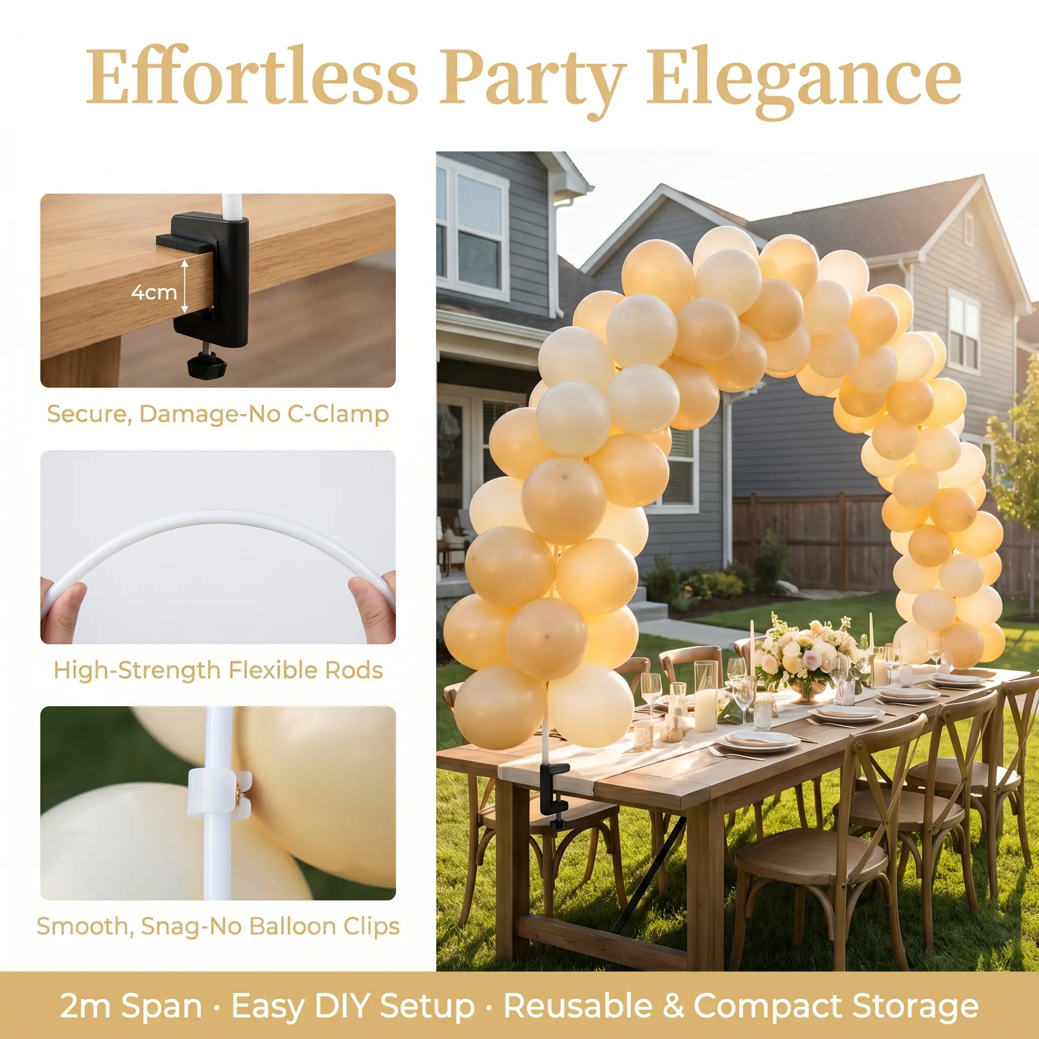 Heavy-Duty Tabletop Balloon Arch Kit for Baby Shower Bridal Shower & Small Parties