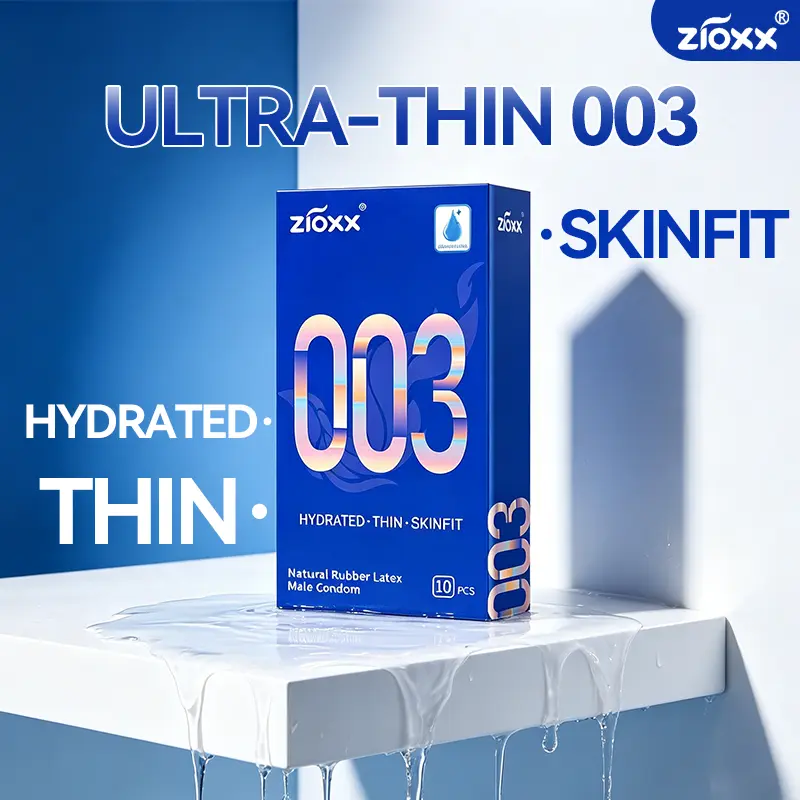 Ultra Sensitive Ultra Thin Condoms – ZIOXX 003, Hyaluronic Acid Lubricated, 10 Count, SKINFIT Comfort SkinFit Natural Latex Odorless & Ultra-Sensitive Healthcare