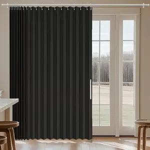 Sliding Door Curtains Blackout Curtains Accordion Doors Interior Patio Door Curtain Sliding Glass Door Curtain Vertical Blinds(Black 98" W x 84" L)