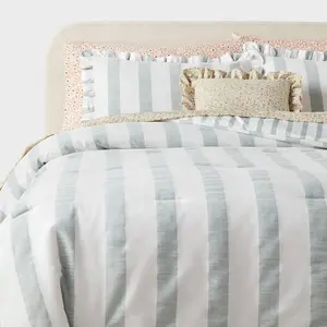 8pc Queen Cabana Striped Floral Comforter and Sheet Set - Threshold