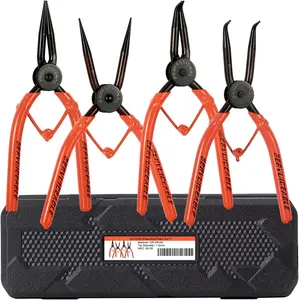7-Inch Snap Ring Pliers Set – 4PCS Internal & External Circlip Pliers with Straight & Bent Jaws, CR-V Steel, Storage Case Included