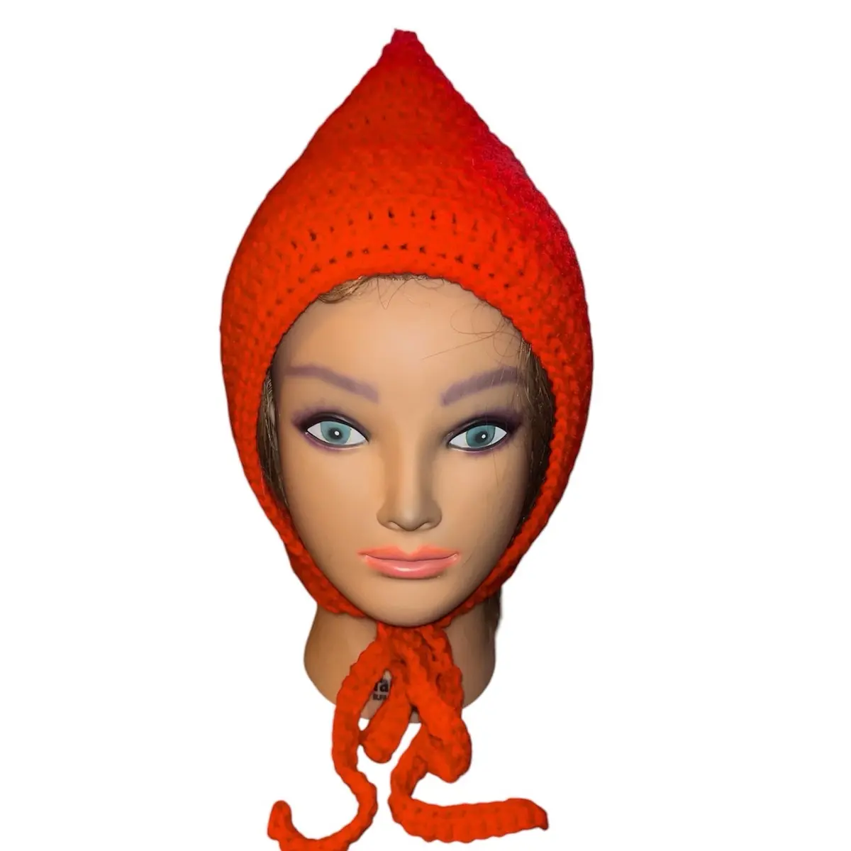 Red Crochet Pixie Bonnet