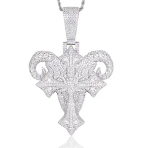 【#CZP1202】Devil Goat Cross Pendant UCCIYO Pendant Copper Zircon Pendant for Women Men Hip Hop Jewelry Gift