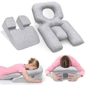 Face Down Pillow for Sleeping, Adjustable Face Pillow with Breathable Hole, No Pressure Face Pillow for Post Surgery Recovery, Massage, Office Desk Napping, Relieve Neck & Arm Pain