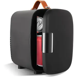 Fridge, Portable Mini Fridge for Skincare  Drinks, 4L/6 Can Electric Plug In Cooler & Warmer,  Skincare Refrigerator for Bedroom Office  Dorm (Black)