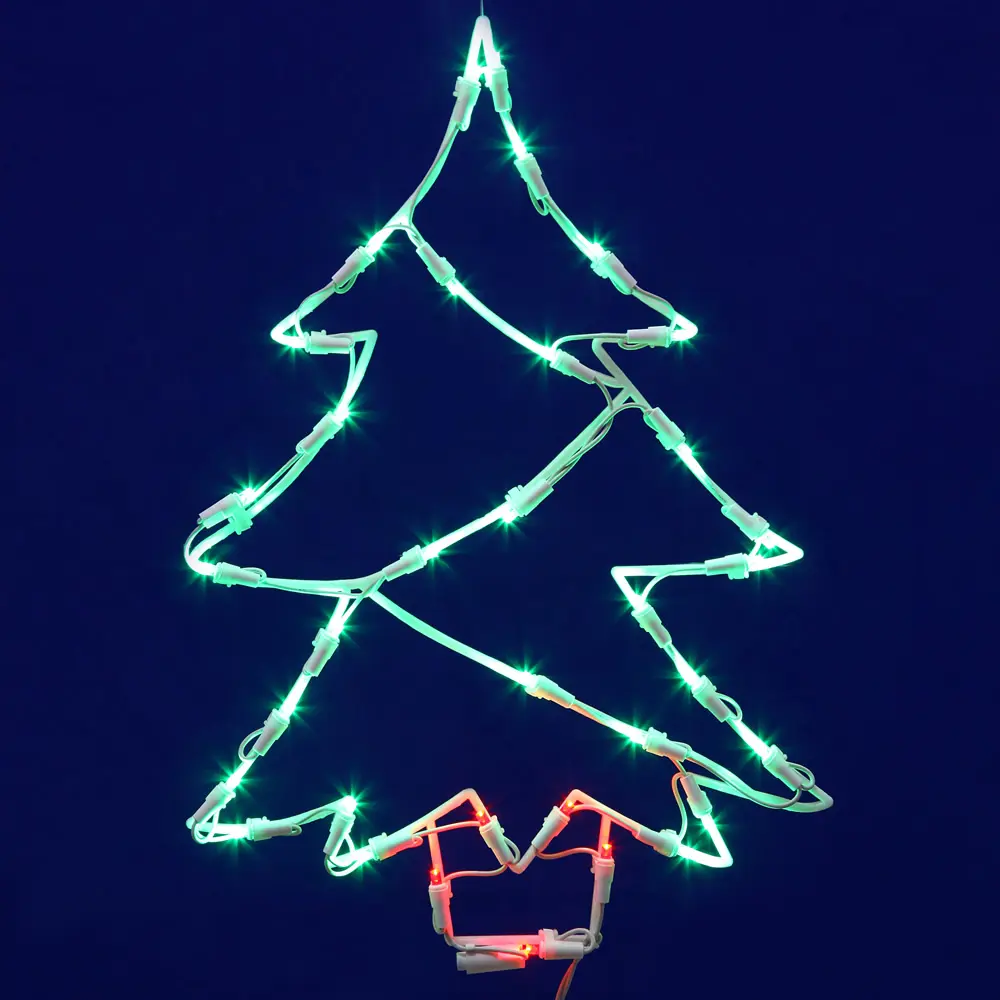 212 MAIN Modern LED Tree Window Decorative Lights - 18x12 in., Wide Angle, Green-Red Party Lights, Christmas Festive Home Supplies, Ornaments, Room Decorations