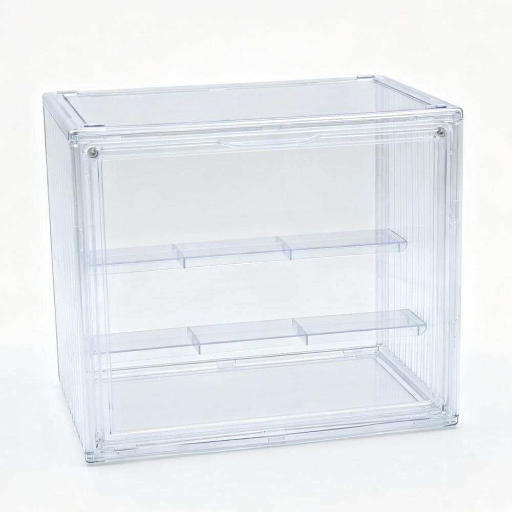 【Visible beauty】3 Tiers Clear Acrylic Display Case,Dustproof Step Shelf,Stackable Display Box for Figures Showcase Anime Cars/Jewellery/Bag Household Storage Box for Idle Items