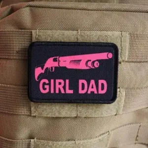 Girl Dad Shotgun Funny Parenting Joke 2"x3" Morale Patch with Hook and Loop Backing