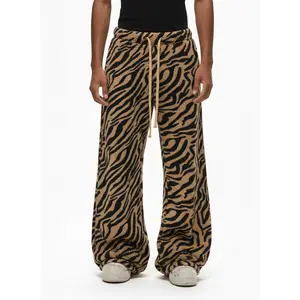 Thesupermade Retro Zebra Print Wide-Leg Lounge Barrel Pants