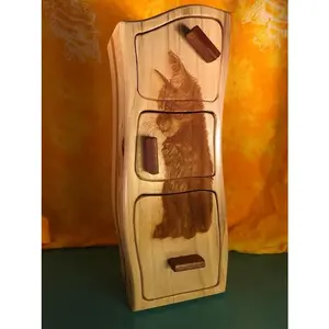 Solid Wood Box W/Drawers - Kitten, Jewelry Box, Handcrafted, Custom Box, Personalized Box, Handmade, Box, Home Decor, Engraved, Stash Box