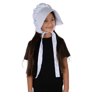 Pioneer White Bonnet | Breathable Polyester Hijab Scarf - Soft Comfortable Bonnet with Tie String Closures – Casual  Girls Dress Up Accessory for Kids & Adults