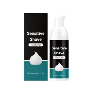 Men's Sensitive Shave Mousse 50ml Gentle Cleansing Care Facial Delicate Foam Beard Care with Aloe Vera Extract