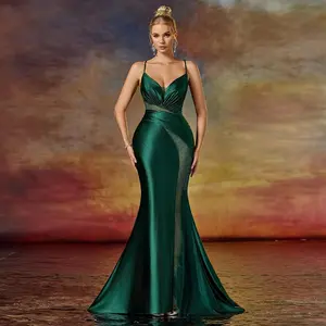 Elegant Green Mermaid Prom Dress  Classic Sweetheart Neckline, Spaghetti Straps, Thigh-High Split | Wedding, Red Carpet, Gala, Cocktail Formal Wear Women