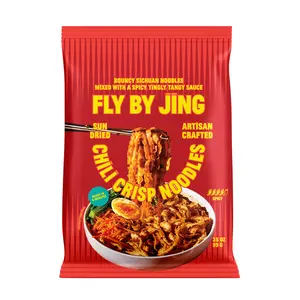 Fly By Jing Chili Crisp Instant Noodles with Spicy Tangy Chili Crisp Sauce – Non-Fried, Vegan, 12g Protein (6-Pack)
