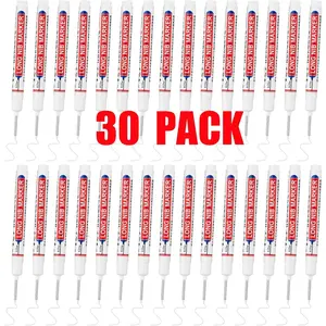 30 count Long Nib Marker,20mm Long  Deep Hole Marker Pens,Longs Nose Markers, Construction Markers Marking Tool,Permanent Markers Carpenter Ink marker Pens,Metal marking Pens,White