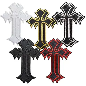 Cross Patch Iron on,10 Pieces  Cross Embroidered Patches Mixed Colors Applique Crosses Patches for Clothing Jackets Backpacks Jeans