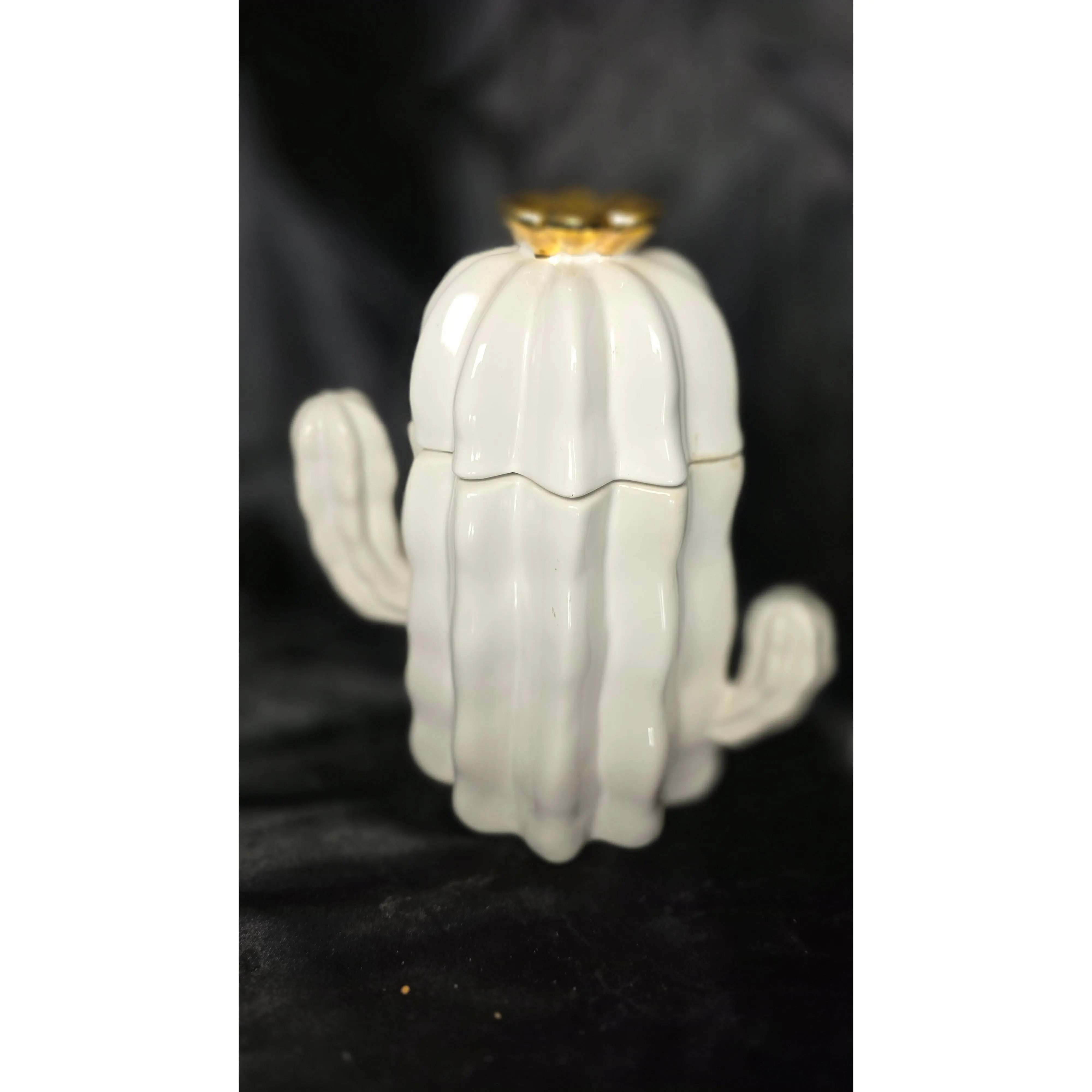 Opalhouse White Ceramic Cactus Cookie Jar with Gold Flower Lid
