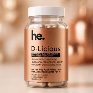 He. D-Licious – Plant-Based Freshness Capsules for Men, Vegan, Non-GMO, 60 Count