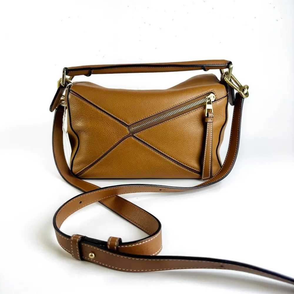 Pre-owned Loewe Medium Puzzle Bag Warm Tan Grain Calfskin Multiway Handbag【867】