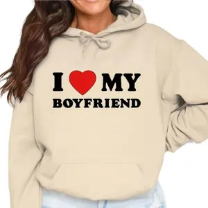 I Love My Boyfriend HoodieI Heart My Boyfriend y2k Hoodie Casual CottonCan be used with raincoat