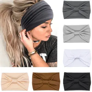 Wide Headbands for Women, Neutral Knotted Head Wraps Turbans, Large African Style Head Bands Hair Accessories, 6 Pack