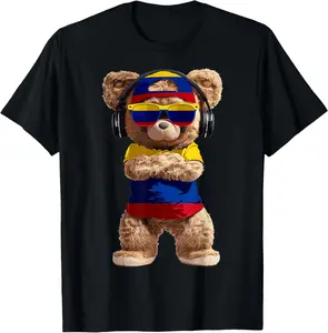 100% Cotton Colombia Flag Souvenirs Bear Outfit Products Colombian T-Shirt