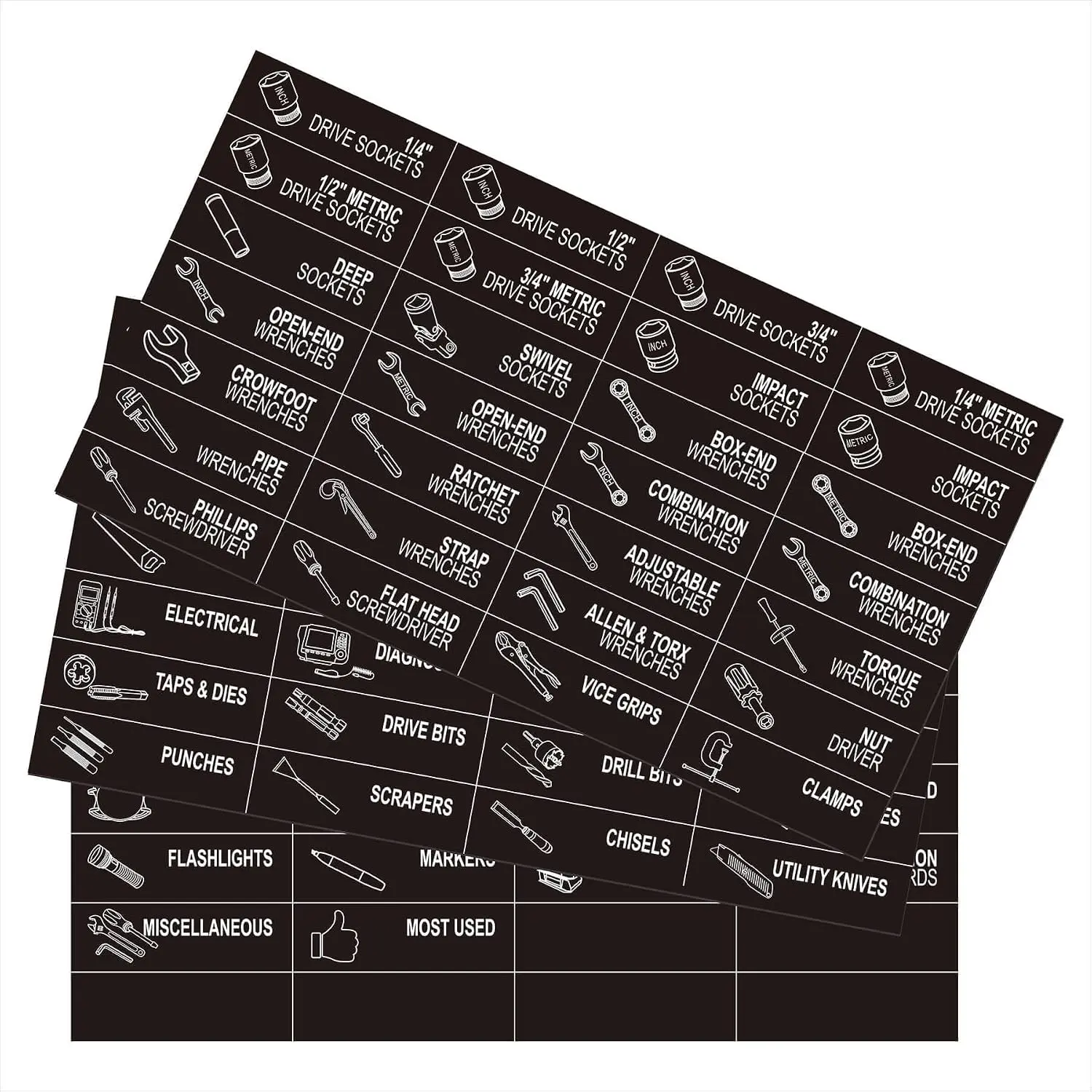 84 PCS Magnetic Labels for Iron Toolbox: 3.2x1 Tool Chest Drawer Labels, Toolcart Magnets for Workshops and Garage, Tool Storage Tags for Mechanics & DIY