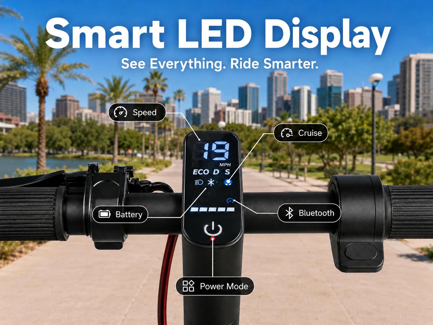 SummerWins Foldable Electric Scooter for Adults, 350W Brushless Motor, 19MPH Max Speed, 15 Miles Range, 15% Hill Climbing, Smart LED Display & Bluetooth APP Control, Portable Commuter E-Scooter for Teens & Office Workers