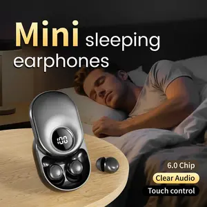 MSHUKCOE Mini Invisible Sleep Earbuds - Side Sleep Comfort (No Ear Pressure) | 360° Rotating Charging Case |Waterproof Headsets | Bluetooth 6.0 Clear Audio Headphones | Touch Control - Perfect for Study/Work/Sleep | Ultra-Small Wireless Earphones